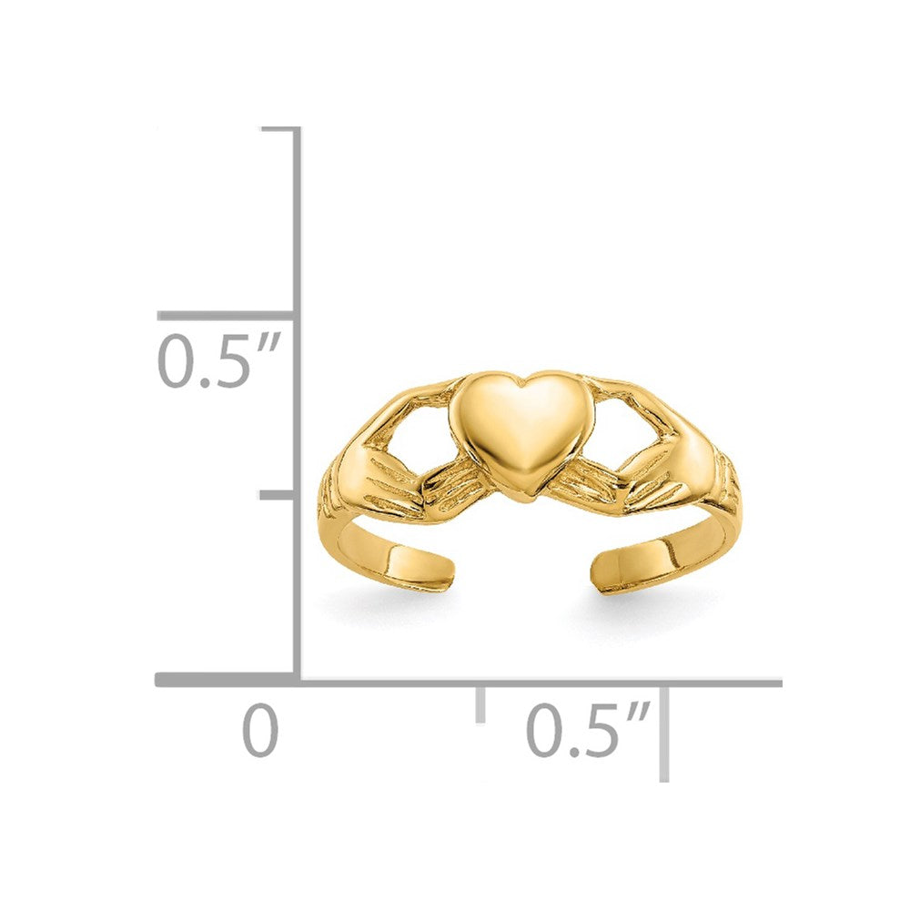 14K Gelbgold Poliert Claddagh Zehenring