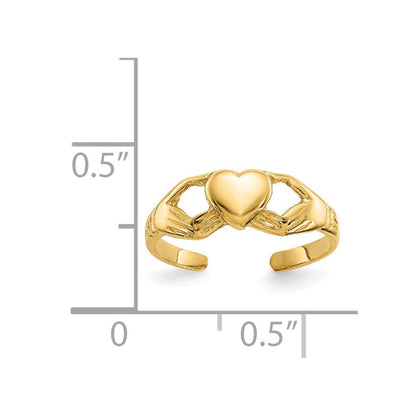 14K Gelbgold Poliert Claddagh Zehenring