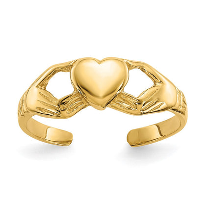 14K Gelbgold Poliert Claddagh Zehenring
