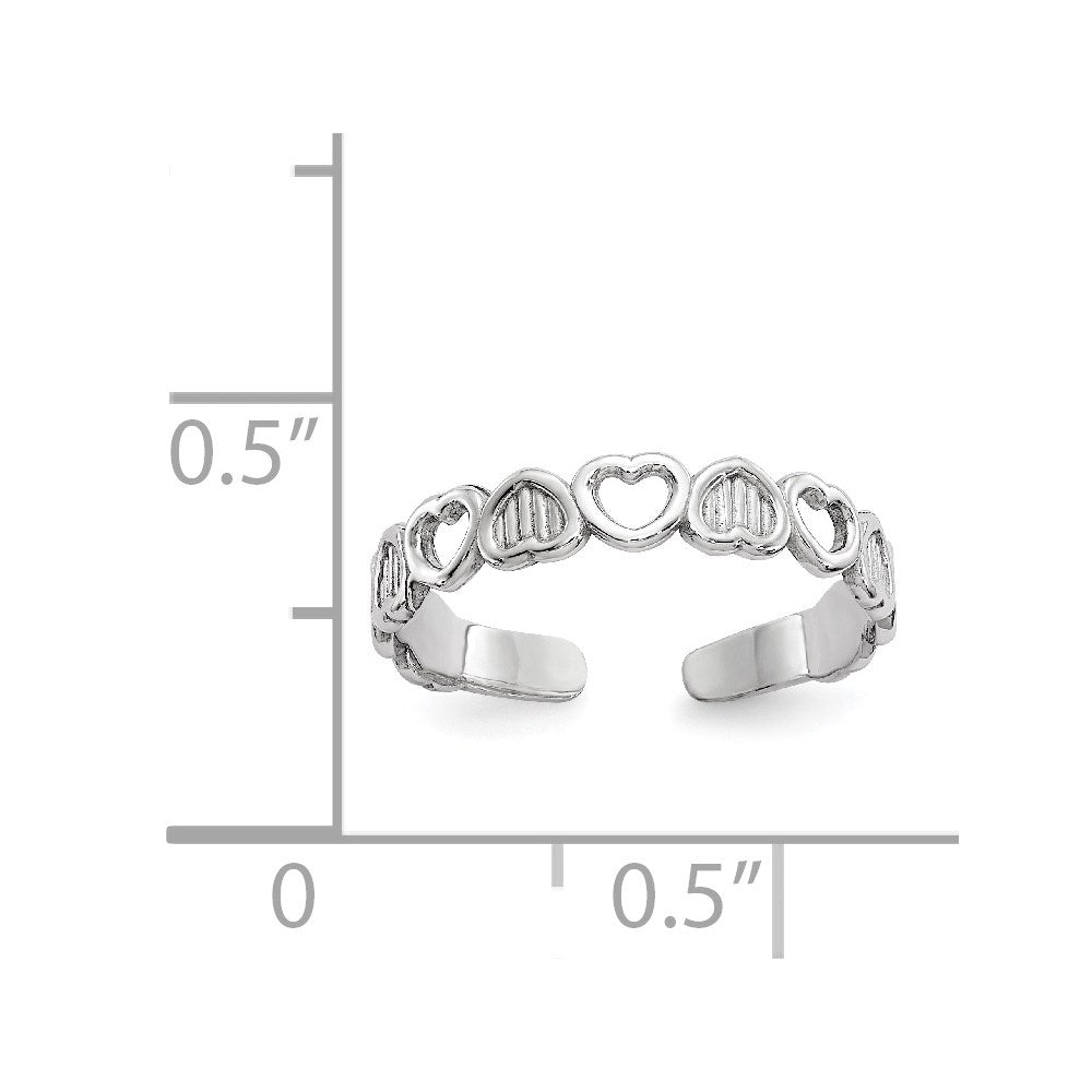 14K Weißgold Poliert Herzen Zehenring