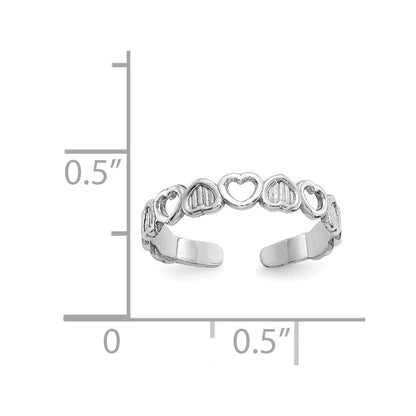 14K Weißgold Poliert Herzen Zehenring