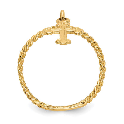 14K Gelbgold Kreuz-Anhänger gedrehter Ring für Kinder
