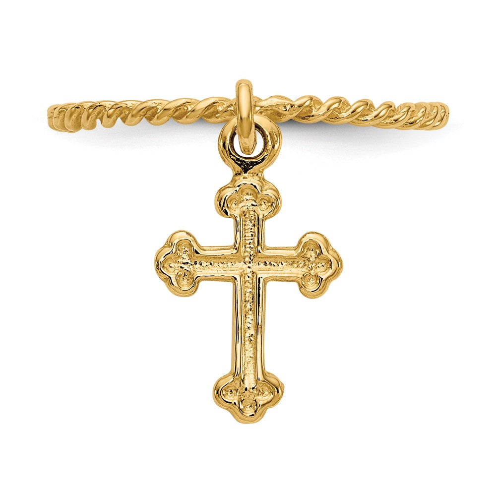 14K Gelbgold Kreuz-Anhänger gedrehter Ring für Kinder