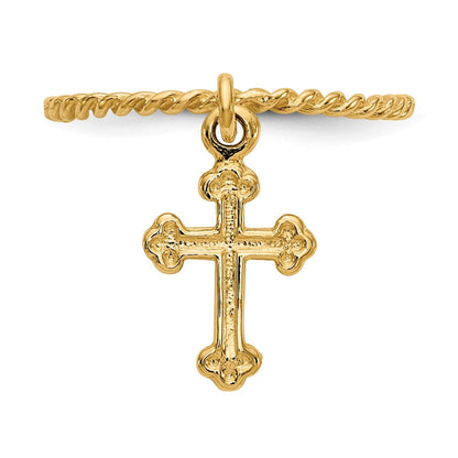 14K Gelbgold Kreuz-Anhänger gedrehter Ring für Kinder
