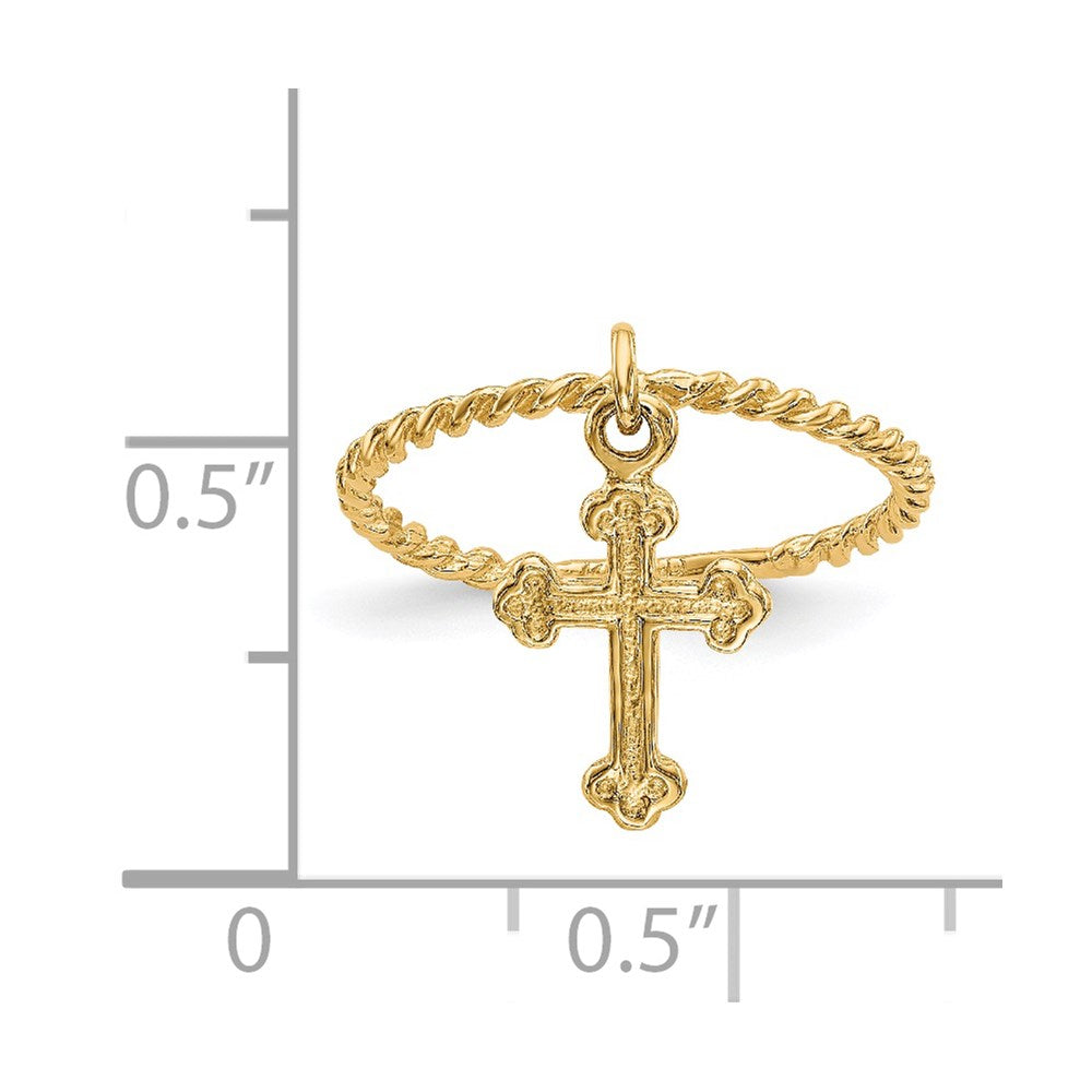 14K Gelbgold Kreuz-Anhänger gedrehter Ring für Kinder