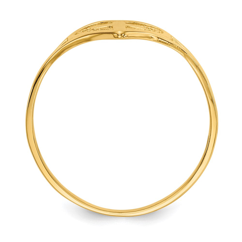 14K Gelbgold Ring mit Herz und Kreuz, poliert