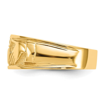 14K Gelbgold Polierter Claddagh-Ring