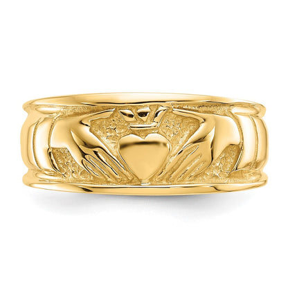 14K Gelbgold Polierter Claddagh-Ring
