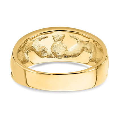 14K Gelbgold Polierter Claddagh-Ring
