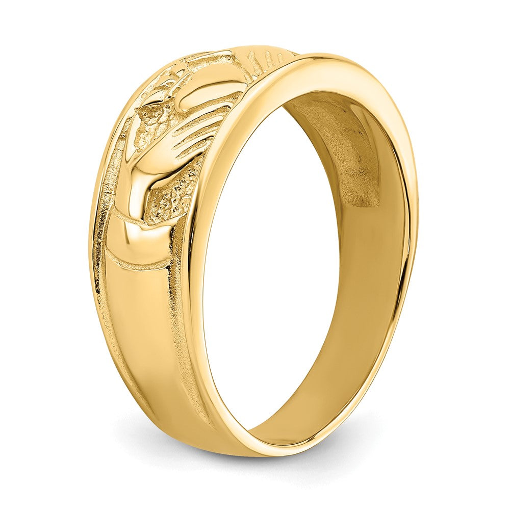 14K Gelbgold Polierter Claddagh-Ring