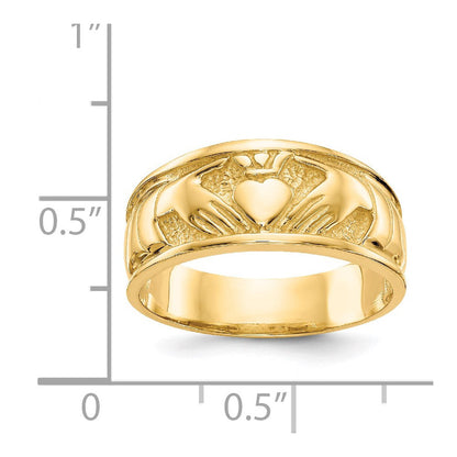 14K Gelbgold Polierter Claddagh-Ring