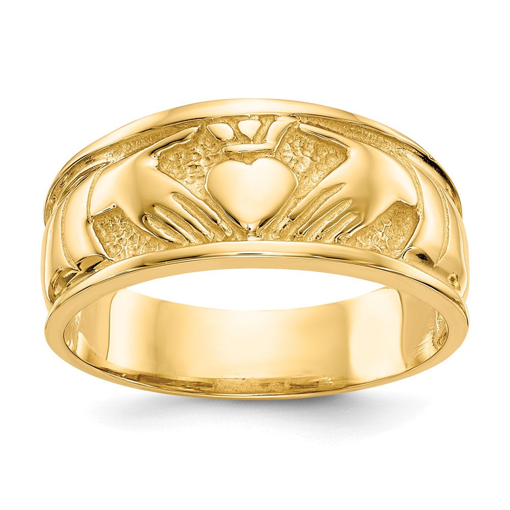 14K Gelbgold Polierter Claddagh-Ring
