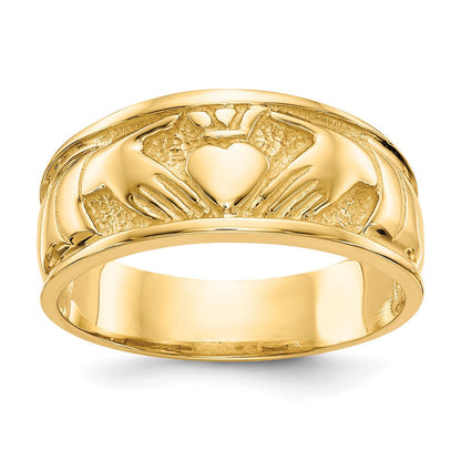 14K Gelbgold Polierter Claddagh-Ring