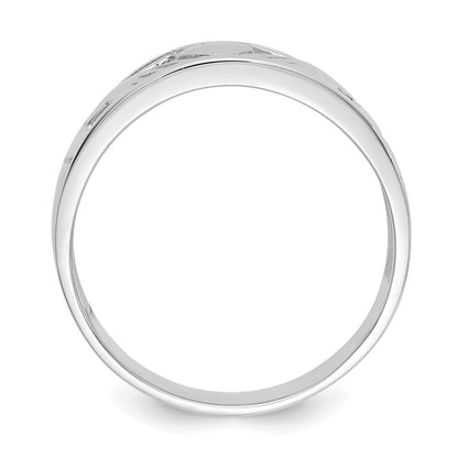 14K Weißgold Damen-Ehering Claddagh, poliert