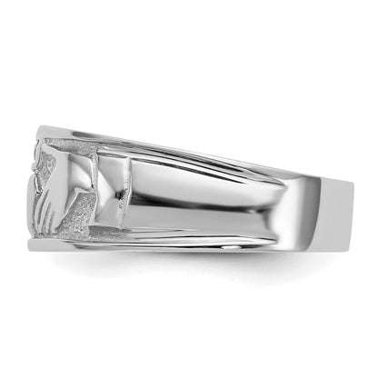 14K Weißgold Damen-Ehering Claddagh, poliert