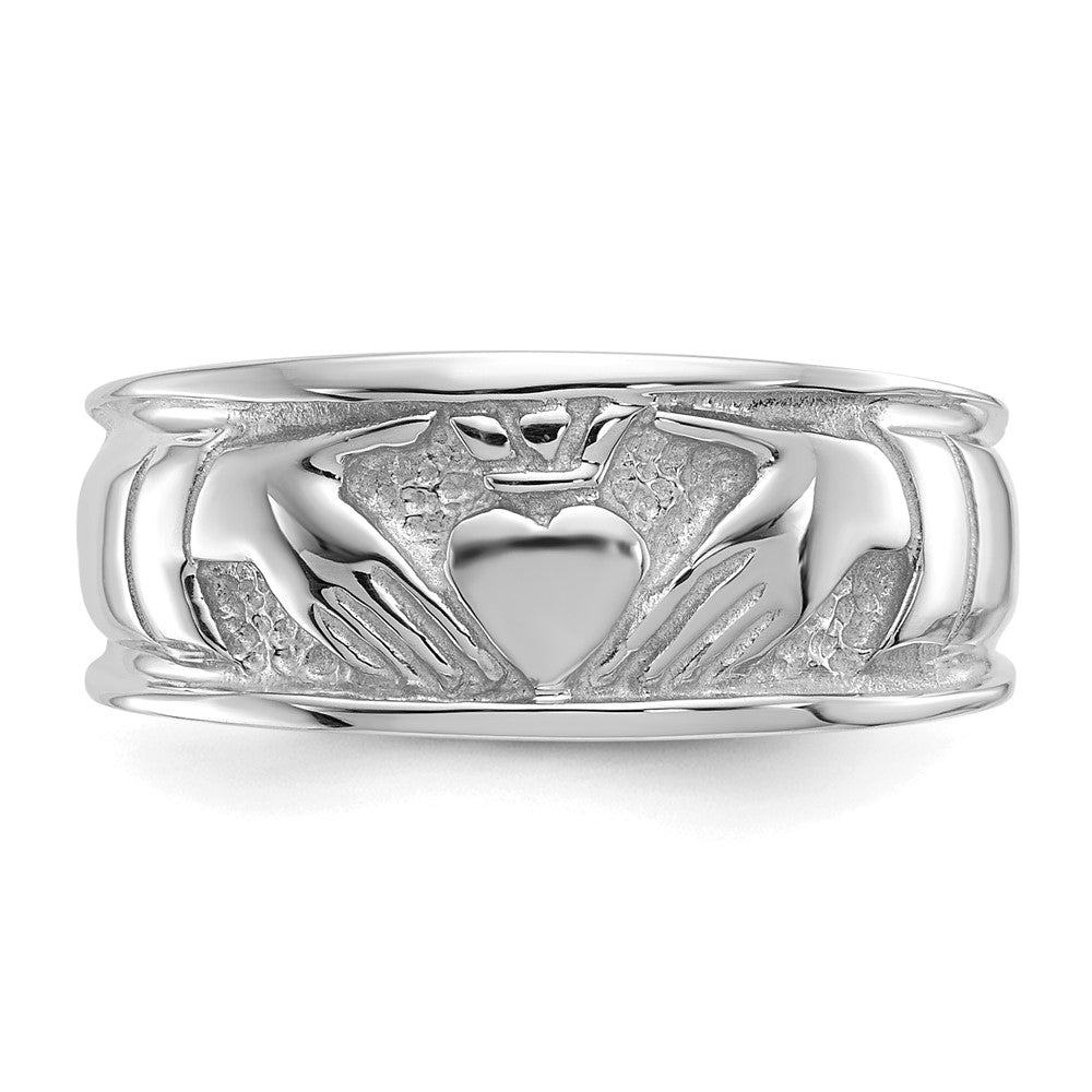 14K Weißgold Damen-Ehering Claddagh, poliert