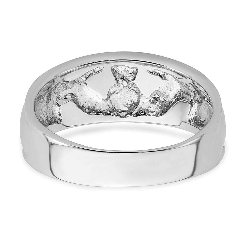 14K Weißgold Damen-Ehering Claddagh, poliert