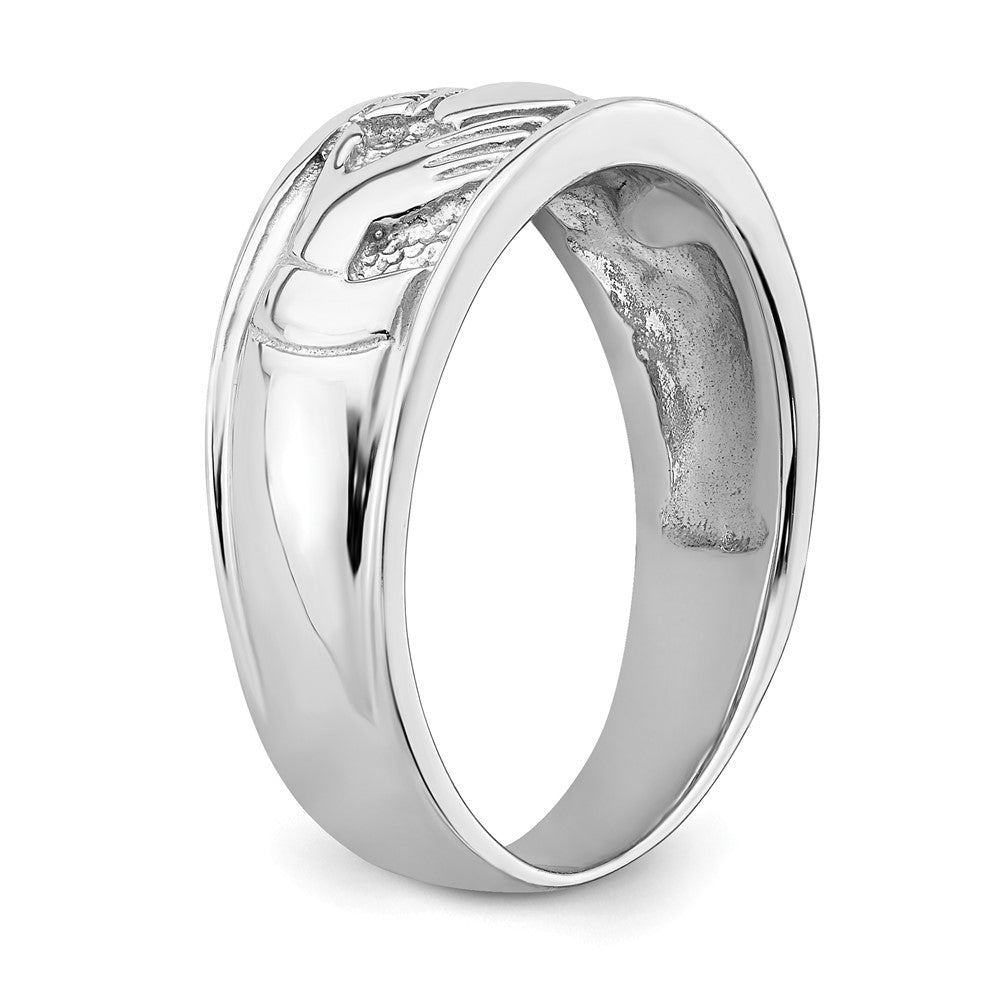 14K Weißgold Damen-Ehering Claddagh, poliert