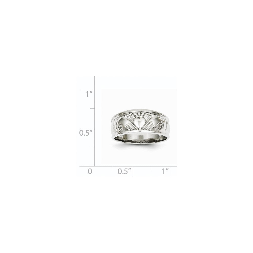 14K Weißgold Damen-Ehering Claddagh, poliert