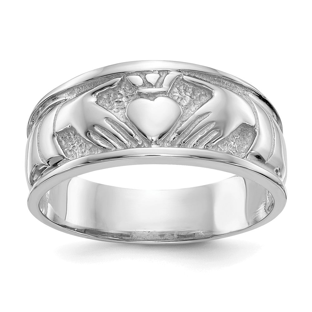 14K Weißgold Damen-Ehering Claddagh, poliert
