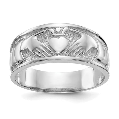 14K Weißgold Damen-Ehering Claddagh, poliert