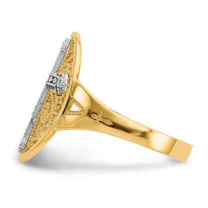 Kreuzring aus 14K Gelb- und Weißgold mit natürlichen Diamanten im Filigran-Design