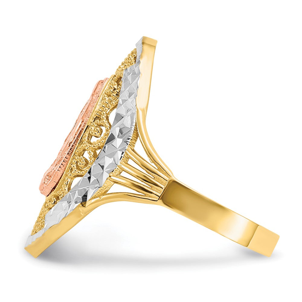 14K Bicolor-Gold Ring mit Weißrhodium-Filigran, Guadalupe