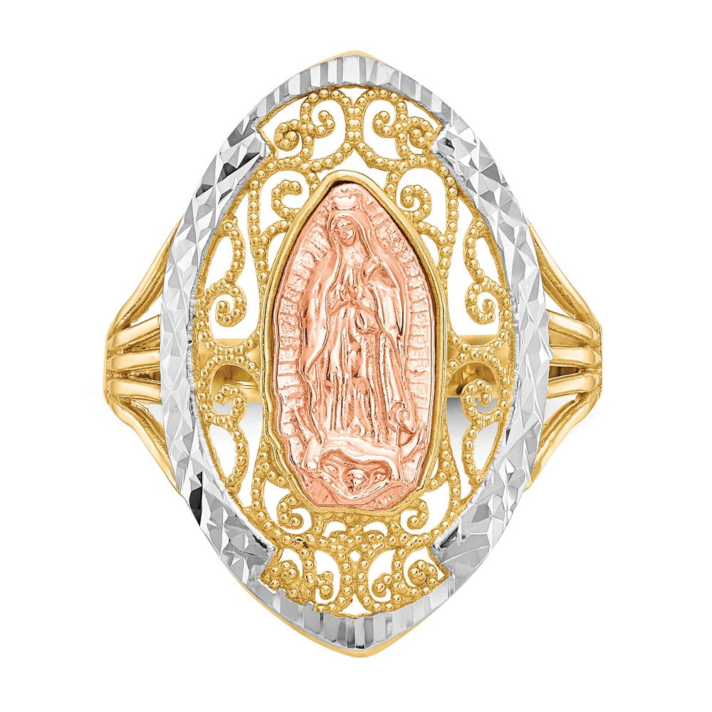 14K Bicolor-Gold Ring mit Weißrhodium-Filigran, Guadalupe