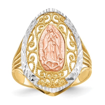 14K Bicolor-Gold Ring mit Weißrhodium-Filigran, Guadalupe