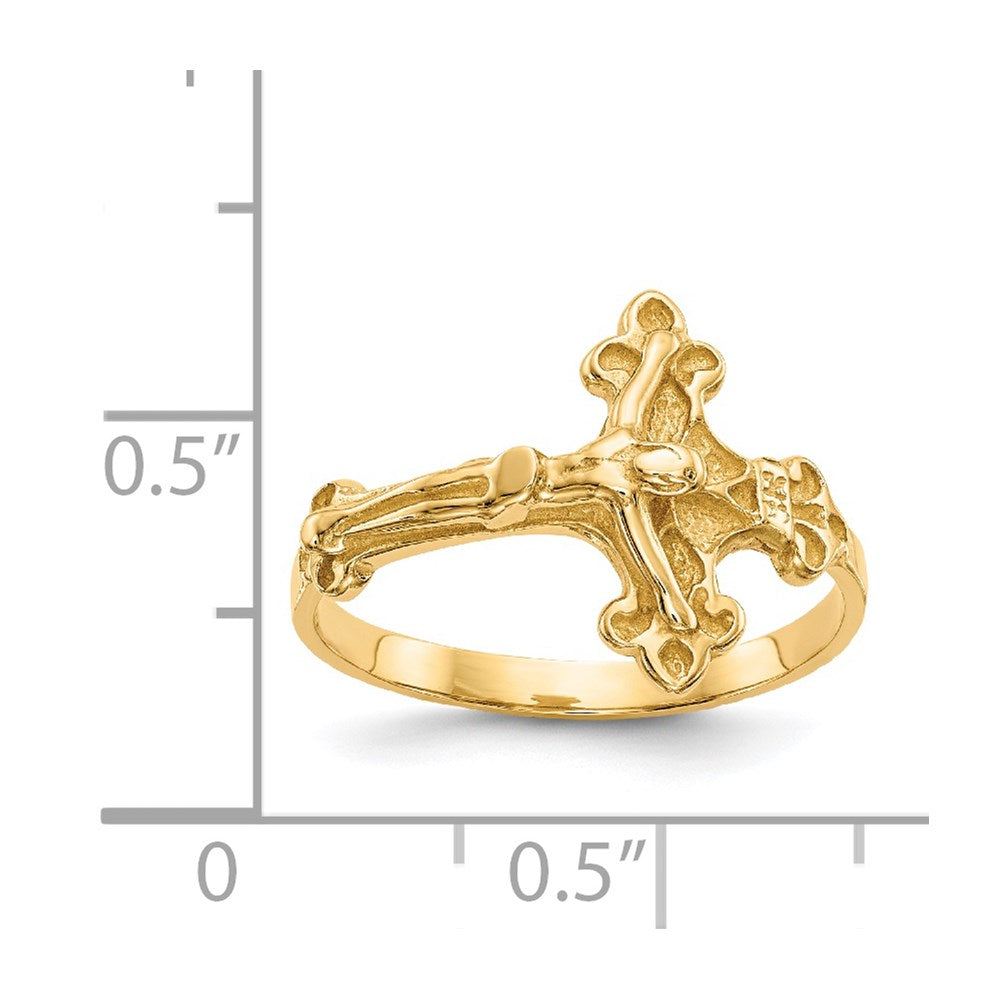 14K Gelbgold Kruzifix-Ring