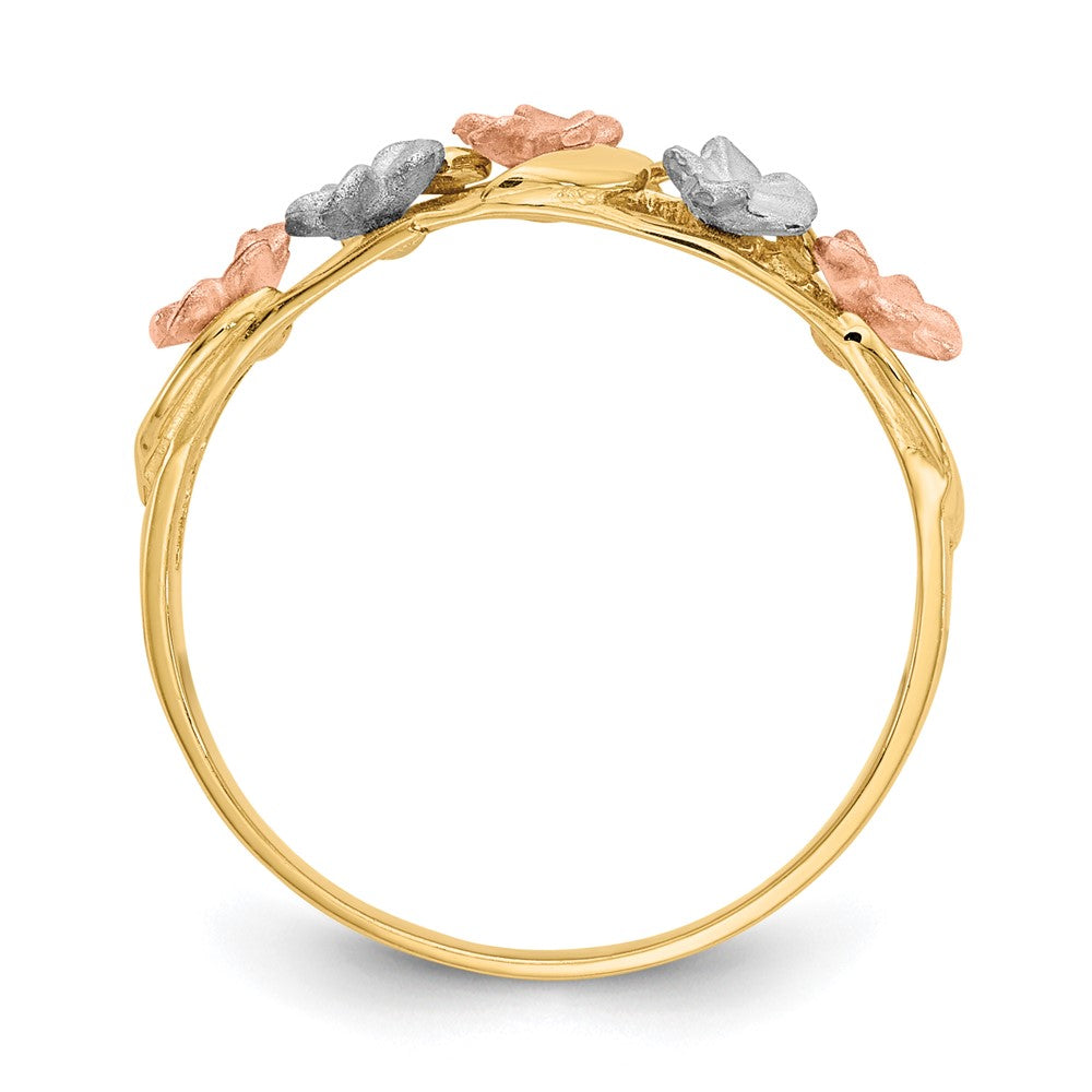 14K Tricolor-Gold Plumeria-Ring