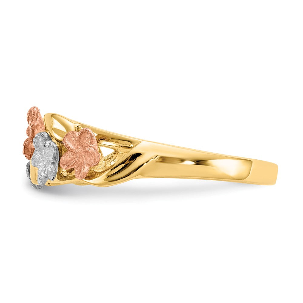 14K Tricolor-Gold Plumeria-Ring