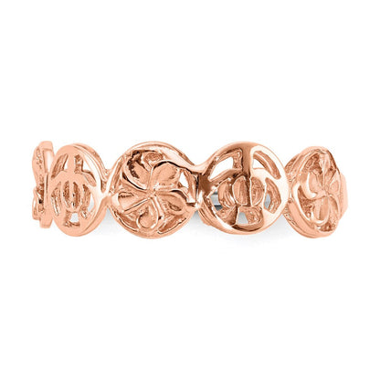 14K Roségold Plumeria-Blüte & Schildkröte Ring