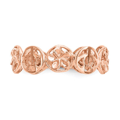 14K Roségold Plumeria-Blüte & Schildkröte Ring