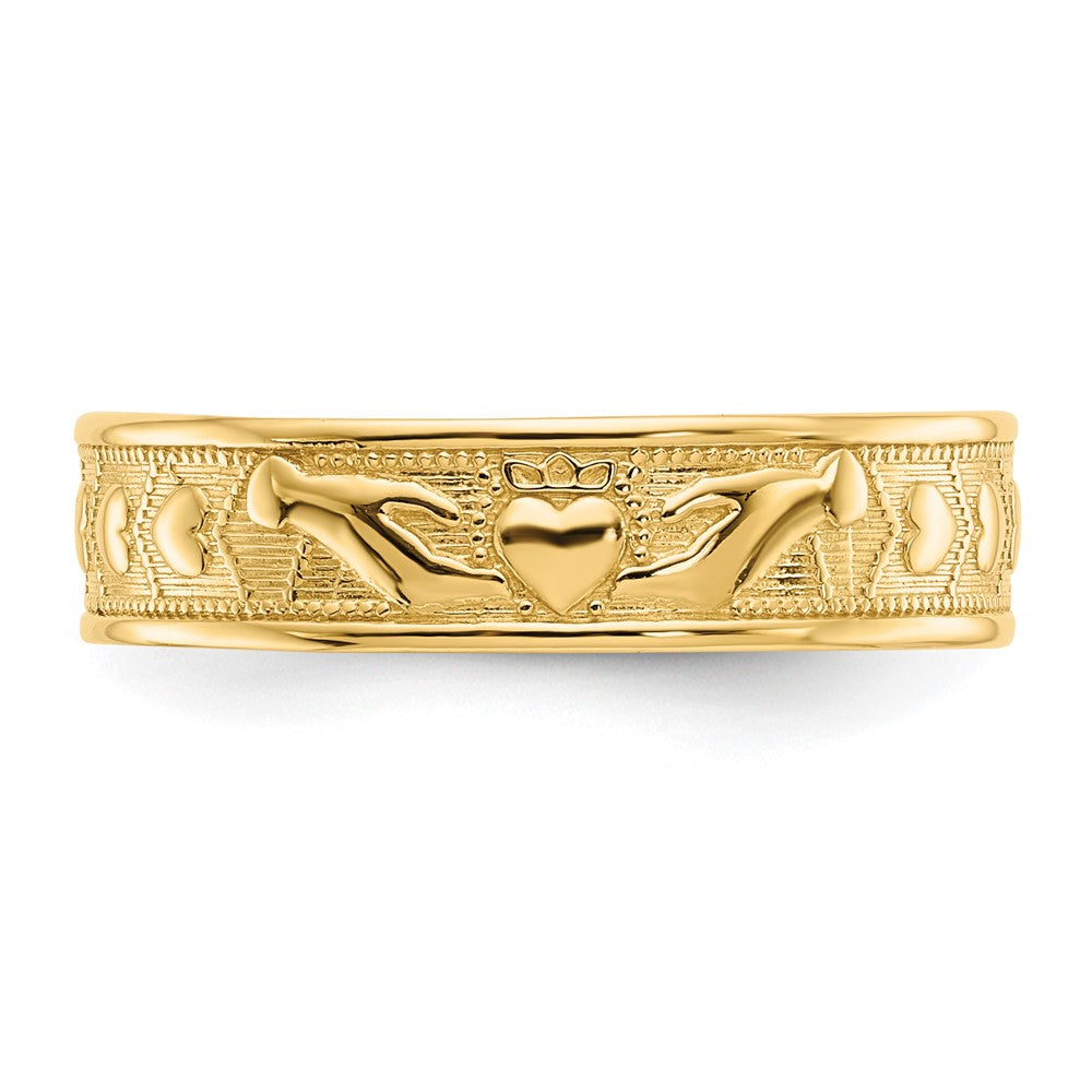 14K Gelbgold Claddagh-Ring, poliert