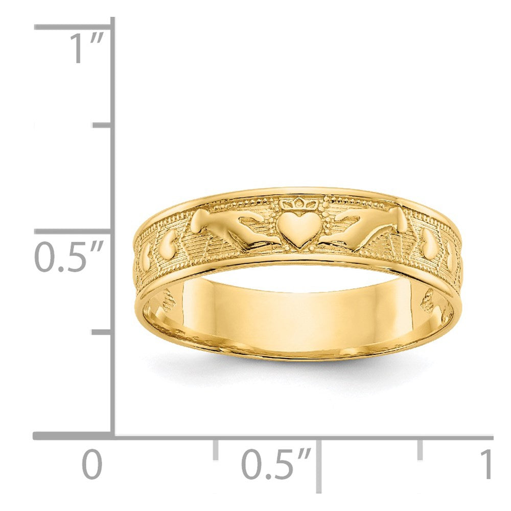 14K Gelbgold Claddagh-Ring, poliert