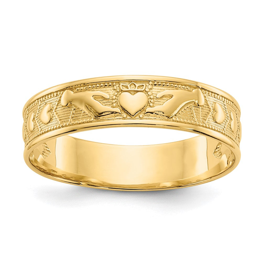 14K Gelbgold Claddagh-Ring, poliert