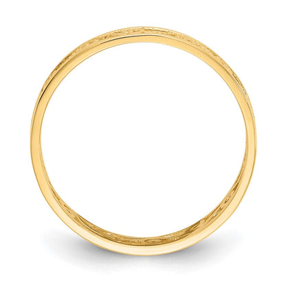14K Gelbgold Ring, poliert/strukturiert
