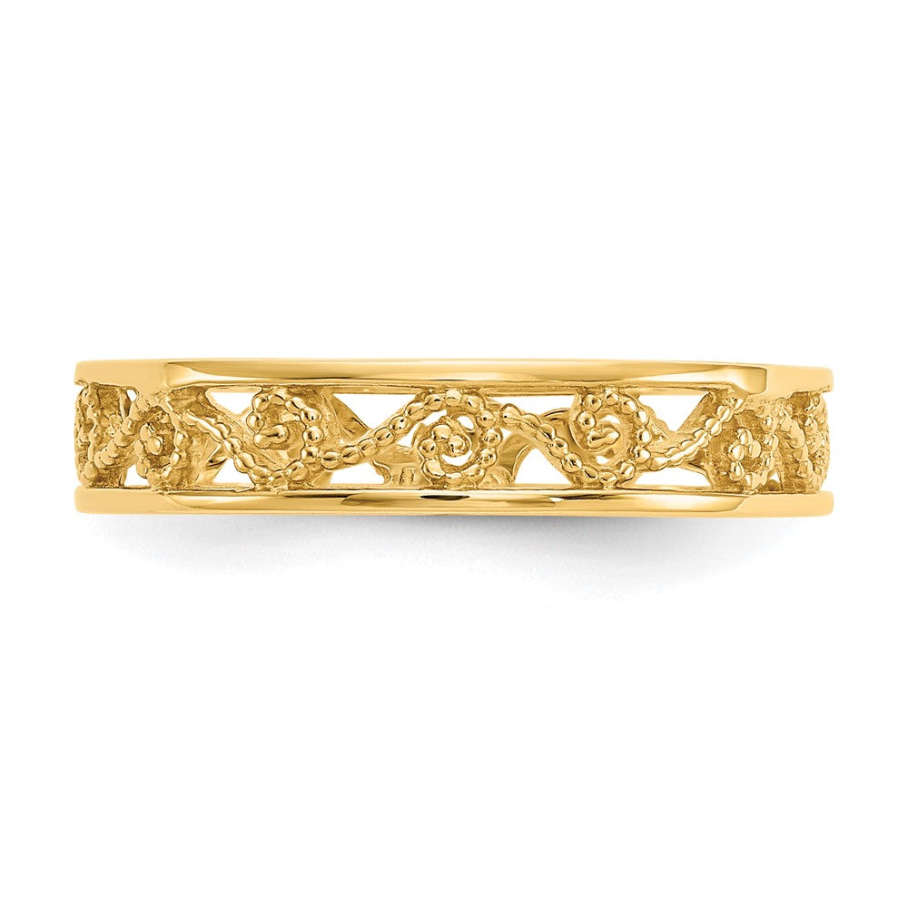 14K Gelbgold Ring, poliert/strukturiert