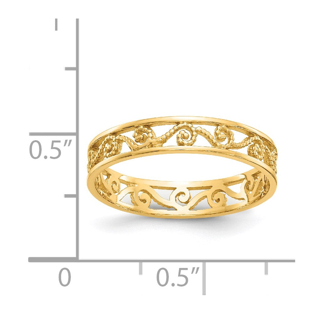 14K Gelbgold Ring, poliert/strukturiert