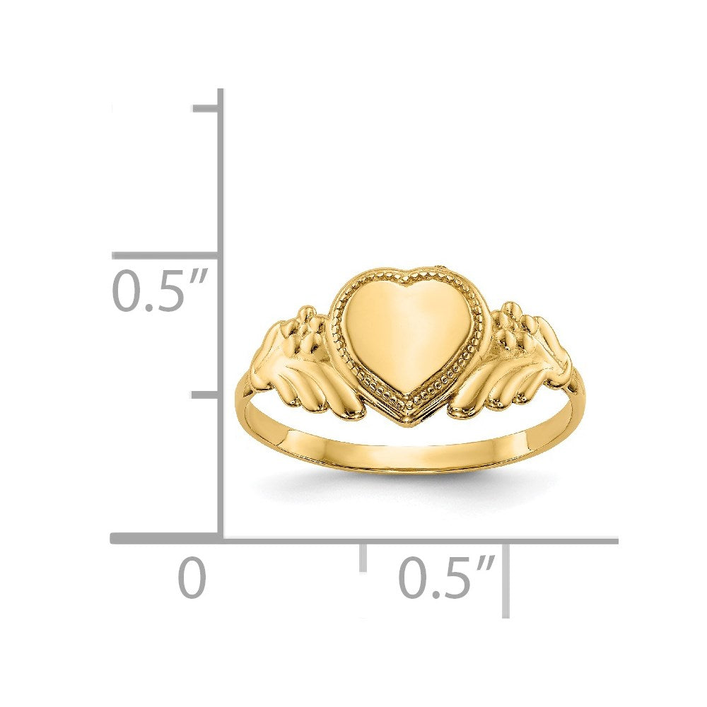 14K Gelbgold Poliert Herz Baby Ring