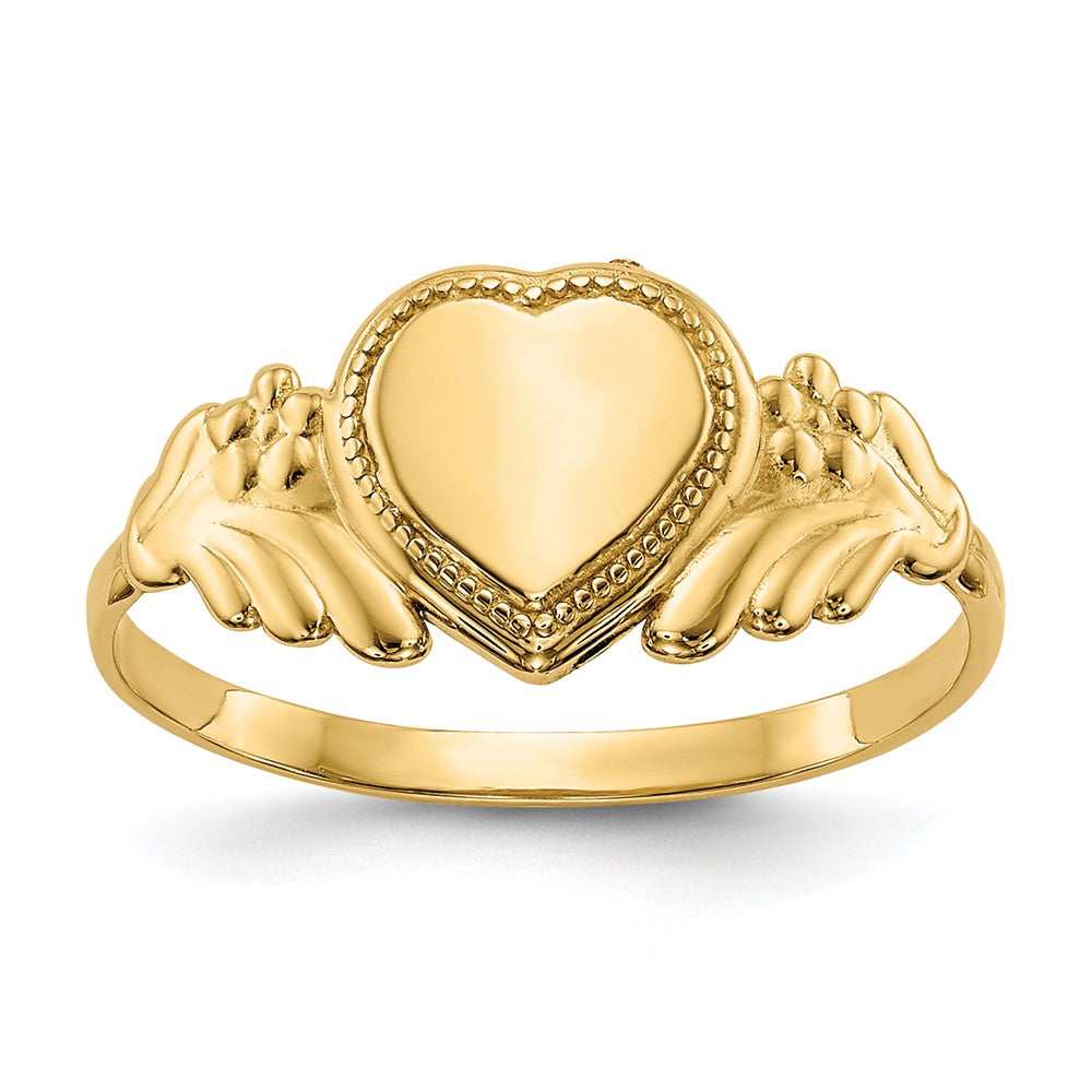 14K Gelbgold Poliert Herz Baby Ring