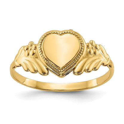14K Gelbgold Poliert Herz Baby Ring