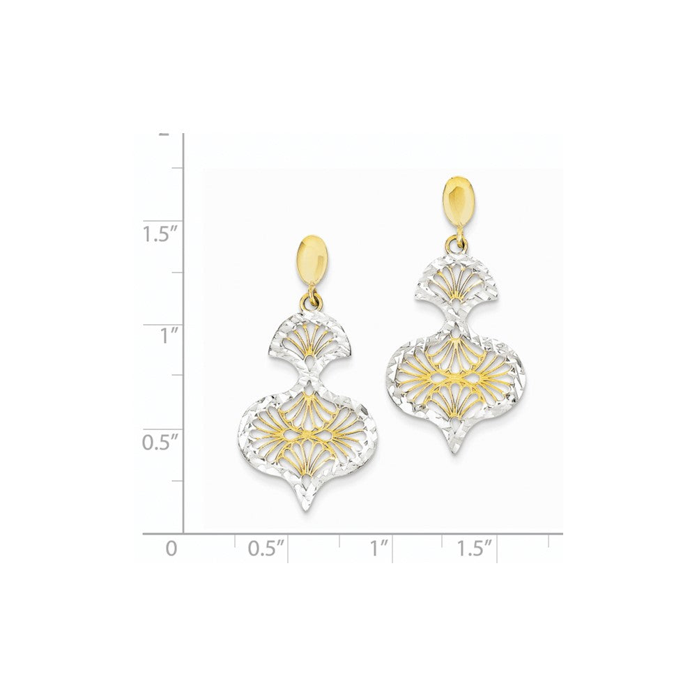 14K Gelbgold & Rhodium diamantgeschliffene Ohrhänger mit Steckverschluss