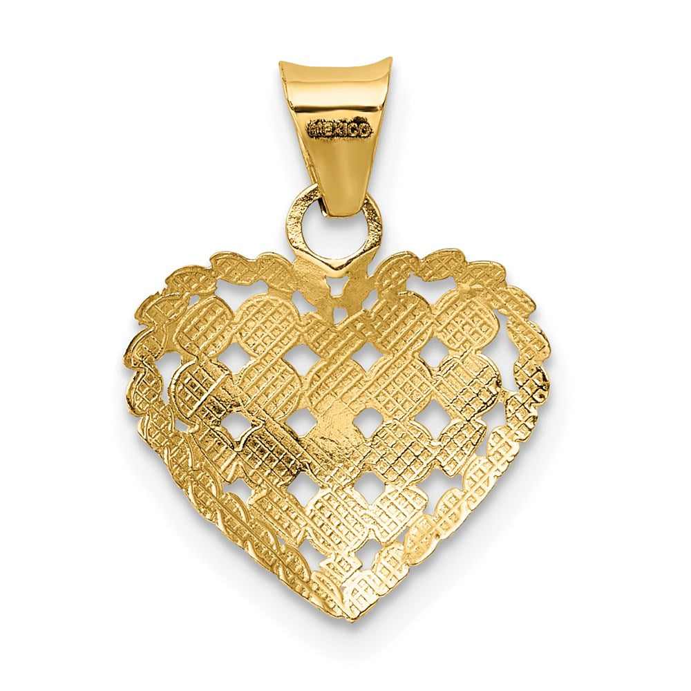 14K Gelb & Rhodium und Weiß Poliert Diamantiert Herz Anhänger