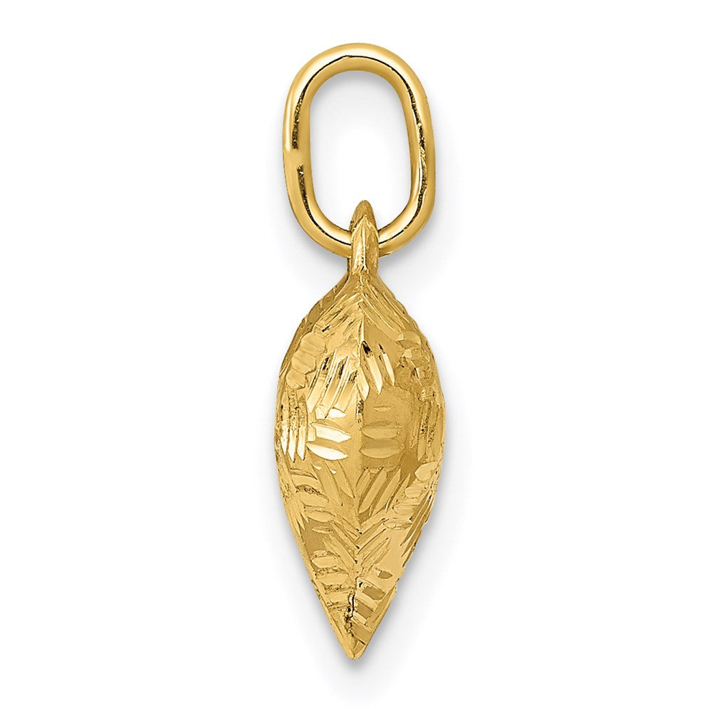 14K Gelbgold Poliert Korb Weave Muster 3-d Herz Anhänger