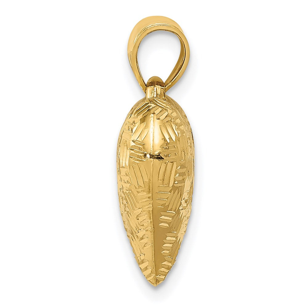 14K Gelbgold Poliert Korb Weave Muster 3-d Herz Anhänger