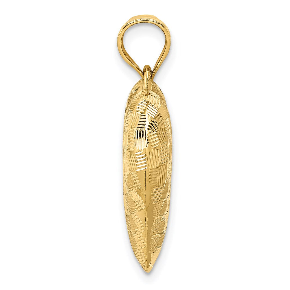 14K Gelbgold Poliert Korb Weave Muster 3-d Herz Anhänger