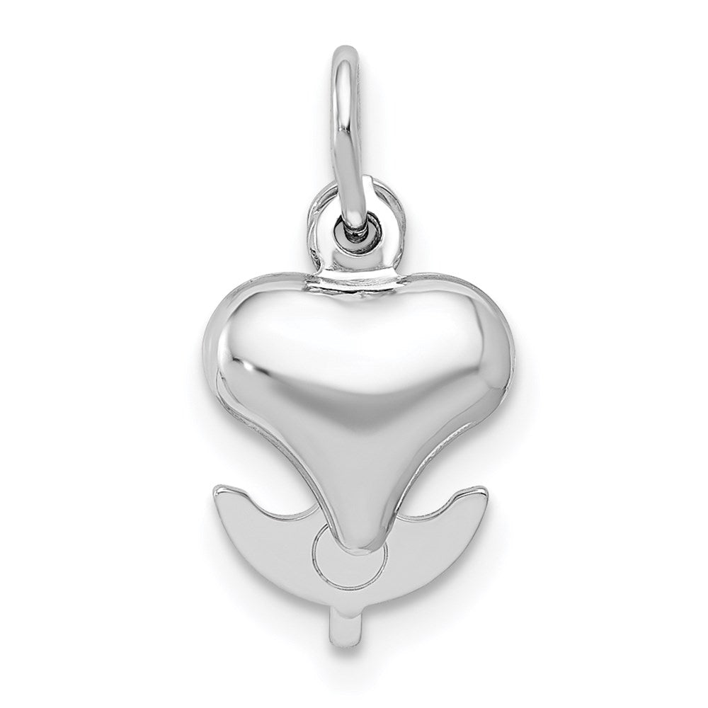 14K Weißgold 3d Herz, Kreuz und Anker Anhänger