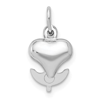 14K Weißgold 3d Herz, Kreuz und Anker Anhänger